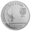 Pièce en argent de 50 litas, 120e anniversaire de Mikalojus Konstantinas Čiurlionis ;