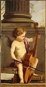 Laurent de La Hyre, Putto jouant de la basse de viole (milieu XVIIe siècle).