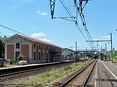 Vue en direction de Bordeaux, pont piétonnier et tunnel (juin&nbsp;2009)