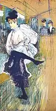 Jane Avril dansant (1892), huile sur toile (86 × 45 cm), Paris, musée d'Orsay.