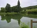 Le Bief du fond de ce lavoir communal a été directement fait sur la source, captée dans la fontaine.