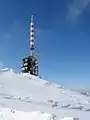 Émetteur du Chasseral, situé en Suisse dans le massif du Jura. Hauteur de la tour : 120 m.