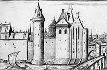 Gravure du XVIIe siècle montrant une vue globale du château de Tours.