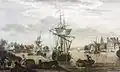 Nicolas Ozanne : Le port de Landerneau vu du quai de Saint-Julien