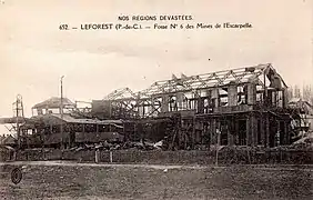 La fosse no&nbsp;6 détruite après la Première Guerre mondiale.