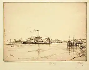Les Coteaux de Sannois vues d'Argenteuil (1920), pointe-sèche.