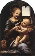 Léonard de Vinci – Madonna Benois, c.1478Huile sur bois transposée sur toile, 49,5 × 31,8 cmMusée de l'Ermitage, Saint-Pétersbourg.