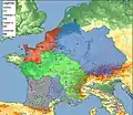 Le royaume des Francs en 584.
