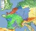 Le royaume des Francs en 587.