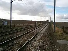 La ligne à Saint-Germain-de-la-Grange, au passage à niveau n° 7.