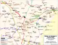 Réseau ferroviaire des régions de Bourgogne & Franche-Comté.Lignes en service et lignes fermées