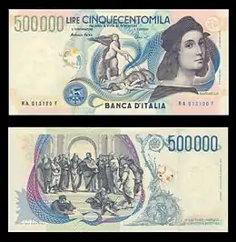 500&nbsp;000&nbsp;lires Raffaello