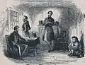 Arthur Clennam dans la chambre des Dorrit à la Marshalsea, par Phiz.