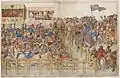 Le sens du mouvement dans le Livre des tournois, f.76v-77.