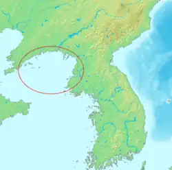 Carte du golfe de Corée.