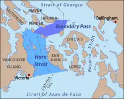 Carte du détroit de Haro.