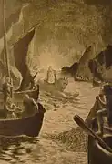 Ronan sur sa jument de pierre (Peters-Desteract et Anbatole Le Braz, Au pays des pardons, 1912)