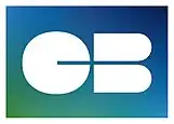 Logo du GIE Cartes Bancaires de 2015 à 2023. Représente un rectangle dégradé du bleu clair au vert, avec les lettres C et B au centre, inspirées de celles stylisées et dessinées par l'artiste Jean-Marie Chourgnoz. Les lettres présentes un design plus aéré et plus lisible.