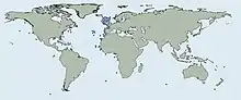 Carte des emplacements connus de récifs à Desmophyllum pertusum, plus nombreux dans l'est de l'Atlantique Nord.