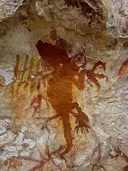 Peinture ancienne de lézard, l'une des plus anciennes peintures rupestres d'Indonésie