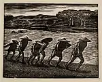 Luo Qingzhen, En remontant le courant, 12,9×16,3&nbsp;cm, 1935.