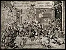 Des têtes de femmes sont reforgées dans l'atelier de Lustucru, représentant un remède brutal à la « folie » des femmes. Gravure par Campion, 16e siècle.