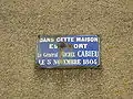 Plaque au no&nbsp;5 de la rue Carnot à Ouistreham