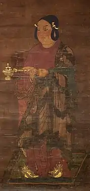 Toba Sōjō. Shōtoku à seize ans, XIIe&nbsp;siècle, époque Nanboku-chō, encre, couleur et or sur soie, 82,6&nbsp;×&nbsp;52,2&nbsp;cm, Metropolitan Museum of Art, New York.