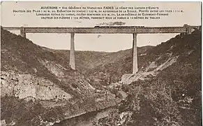 Plan large du viaduc, dans l'Entre-deux-guerres.