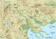 Carte topographique moderne de la région de Salonique