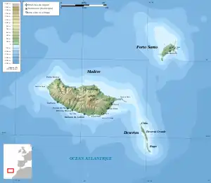 Carte topographique de l'archipel de Madère