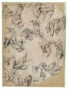 Maitre des études des draperies Drapés, neuf études de perizoniums