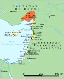 États latins en 1190 et 1192.