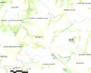 Carte topographique figurant le village de Salmiech et les communes environnantes.
