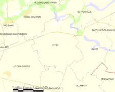 Carte de la commune de Civry, 2012.