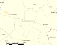 Carte de la commune de Saint-Cloud-en-Dunois, 2012.