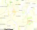 Carte de la commune de Plouzévédé et des communes avoisinantes.