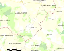 Vue d'une carte dessinant des limites territoriales communales