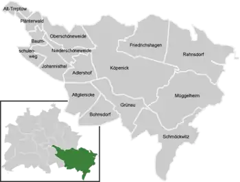 les quartiers de l’arrondissement de Treptow-Köpenick