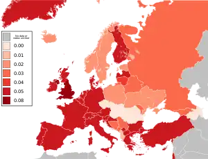 Carte de l'Europe avec les niveaux d'alcoolémie