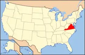 Carte montrant l'État de la Virginie