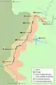 Carte des Saltos do Douro incluant les barrages portugais de cette zone du Douro qui ne font pas partie de «Saltos do Douro».