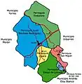 Carte des paroisses civiles de la municipalité.