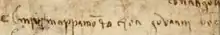 Détail d'une note manuscrite en italien.
