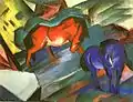 Rotes und Blaues Pferd (Cheval rouge et Cheval bleu), 1912, musée Lenbachhaus de Munich (Munich).