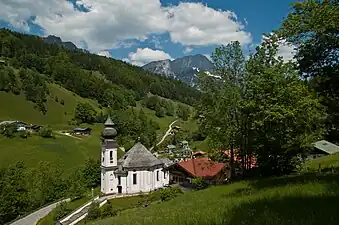 Le village de Maria Gern et son église du XVIIIe&nbsp;siècle.