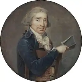 Portrait d'homme assis, vers 1794-1798, miniature sur ivoire, diamètre 7&nbsp;cm (Paris, département des arts graphiques, musée du Louvre)