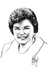portrait de Marie Severin, dessiné au crayon noir, signé Michael Netzer en bas à droite