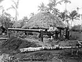 Des marines américains et un canon naval à Upolu, en 1899.