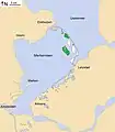 Le Markerwaard est finalement remplacé par les projets écologiques Marker Wadden et Trintelzand, en vert les îles déjà réalisées (2022).